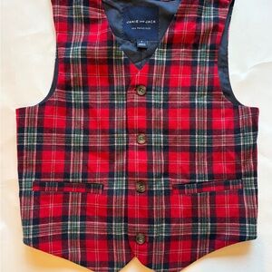Janie and Jack Red and Green Plaid Vest